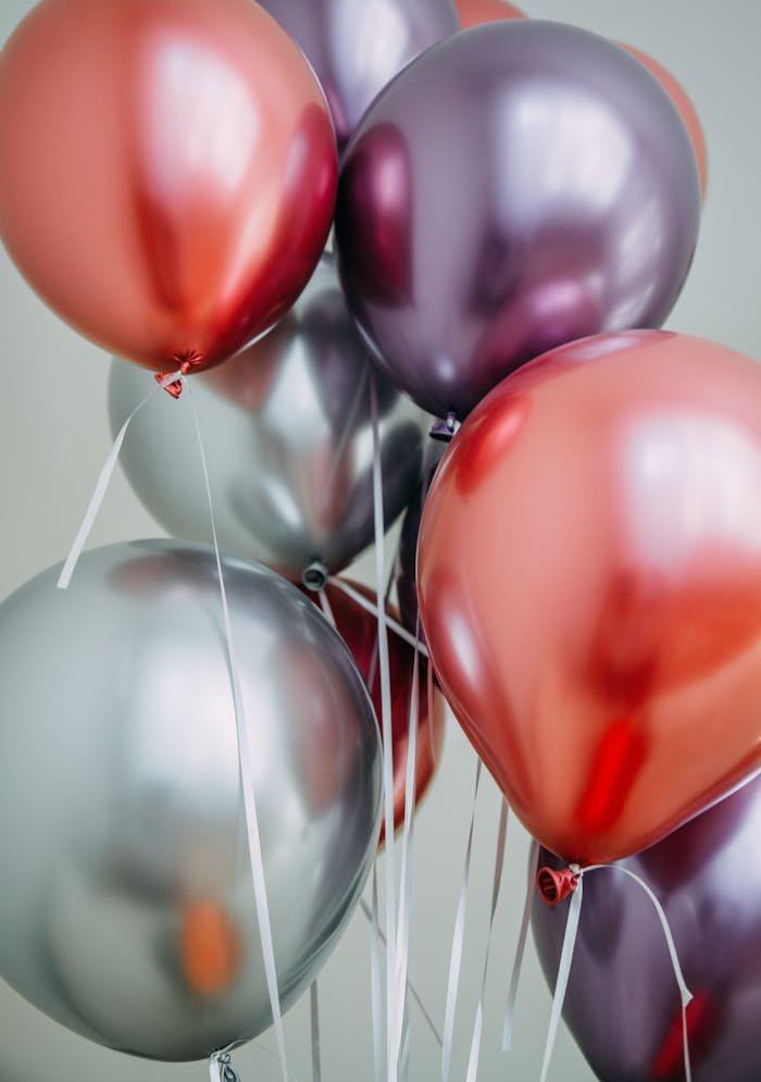 Colorful metallic balloons perfect for festive and party settings.
